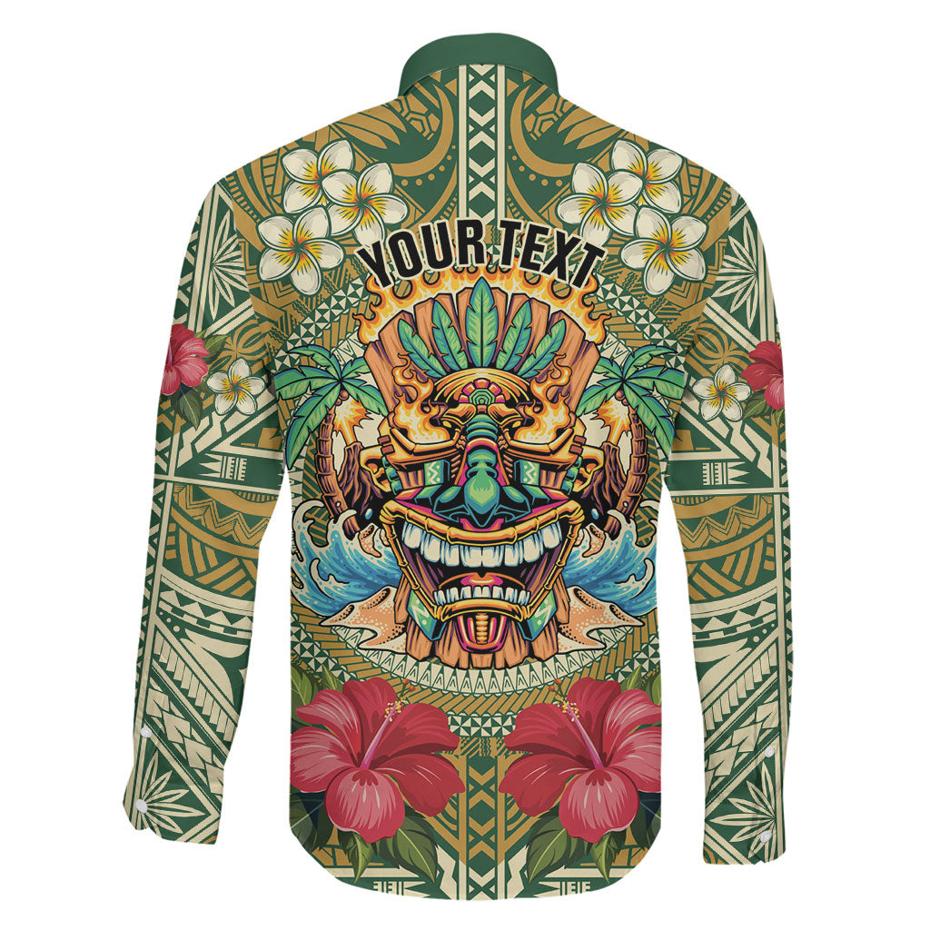 Hawaii Tiki Mask Personalized Family Matching Puletasi and Hawaiian Shirt Mele Kalikimaka i Iulai!