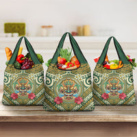 Hawaii Tiki Mask Grocery Bag Mele Kalikimaka i Iulai!