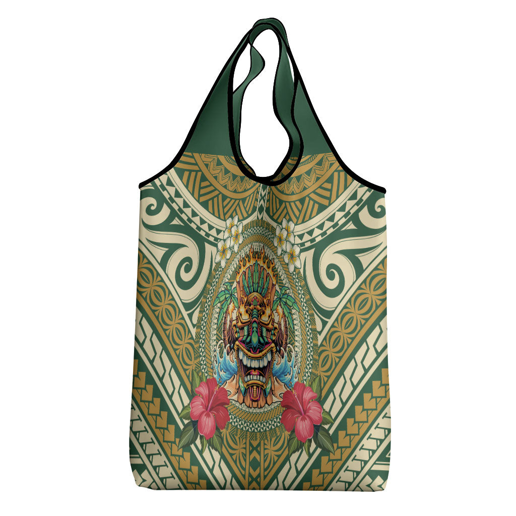 Hawaii Tiki Mask Grocery Bag Mele Kalikimaka i Iulai!