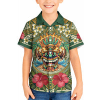Hawaii Tiki Mask Personalized Kid Hawaiian Shirt Mele Kalikimaka i Iulai! LT9 Kid Green - Polynesian Pride
