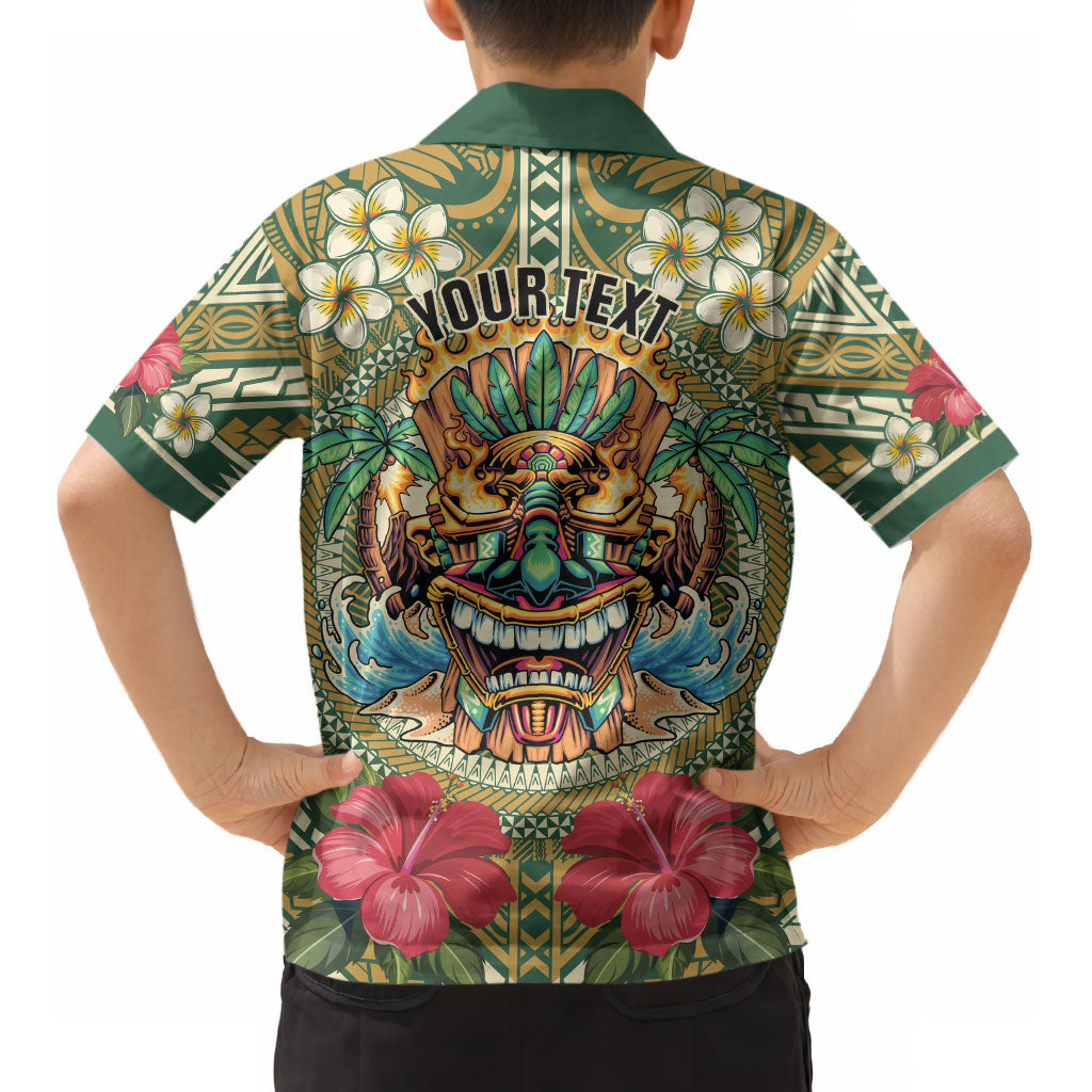 Hawaii Tiki Mask Personalized Kid Hawaiian Shirt Mele Kalikimaka i Iulai! LT9 - Polynesian Pride