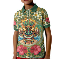 Hawaii Tiki Mask Personalized Kid Polo Shirt Mele Kalikimaka i Iulai! LT9 Kid Green - Polynesian Pride
