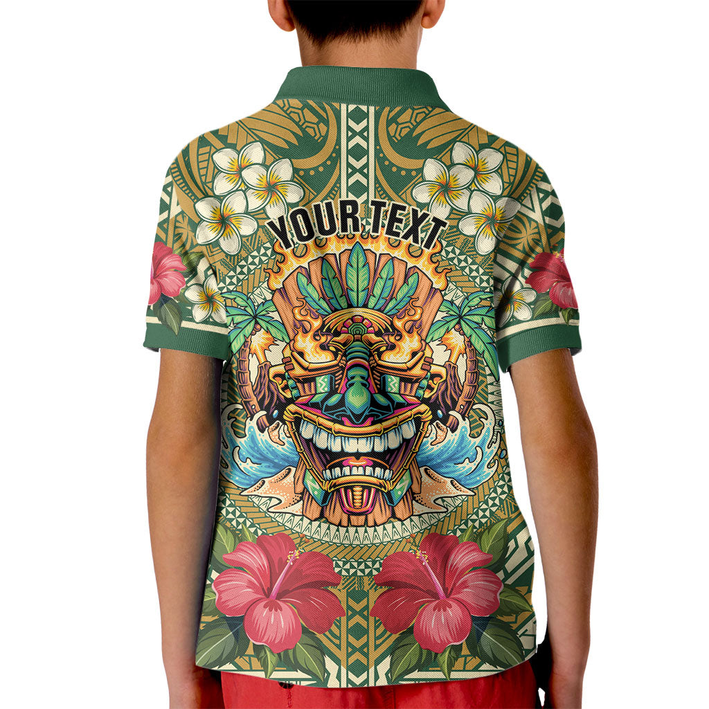 Hawaii Tiki Mask Personalized Kid Polo Shirt Mele Kalikimaka i Iulai! LT9 - Polynesian Pride