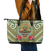 Hawaii Tiki Mask Leather Tote Bag Mele Kalikimaka i Iulai!