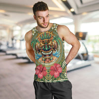 Hawaii Tiki Mask Personalized Men Tank Top Mele Kalikimaka i Iulai!