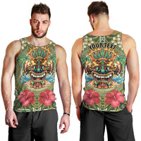 Hawaii Tiki Mask Personalized Men Tank Top Mele Kalikimaka i Iulai!