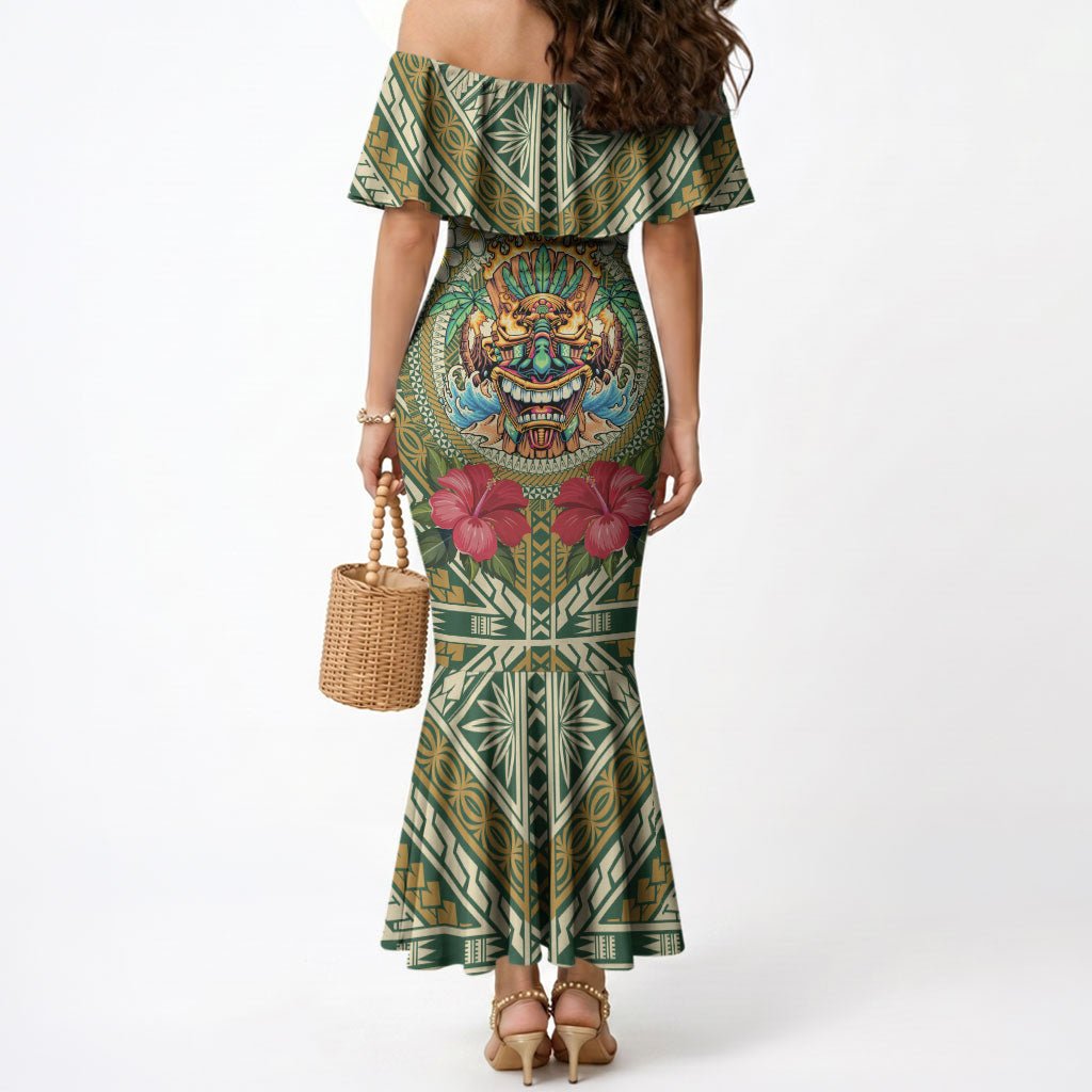 Hawaii Tiki Mask Personalized Mermaid Dress Mele Kalikimaka i Iulai! LT9 - Polynesian Pride