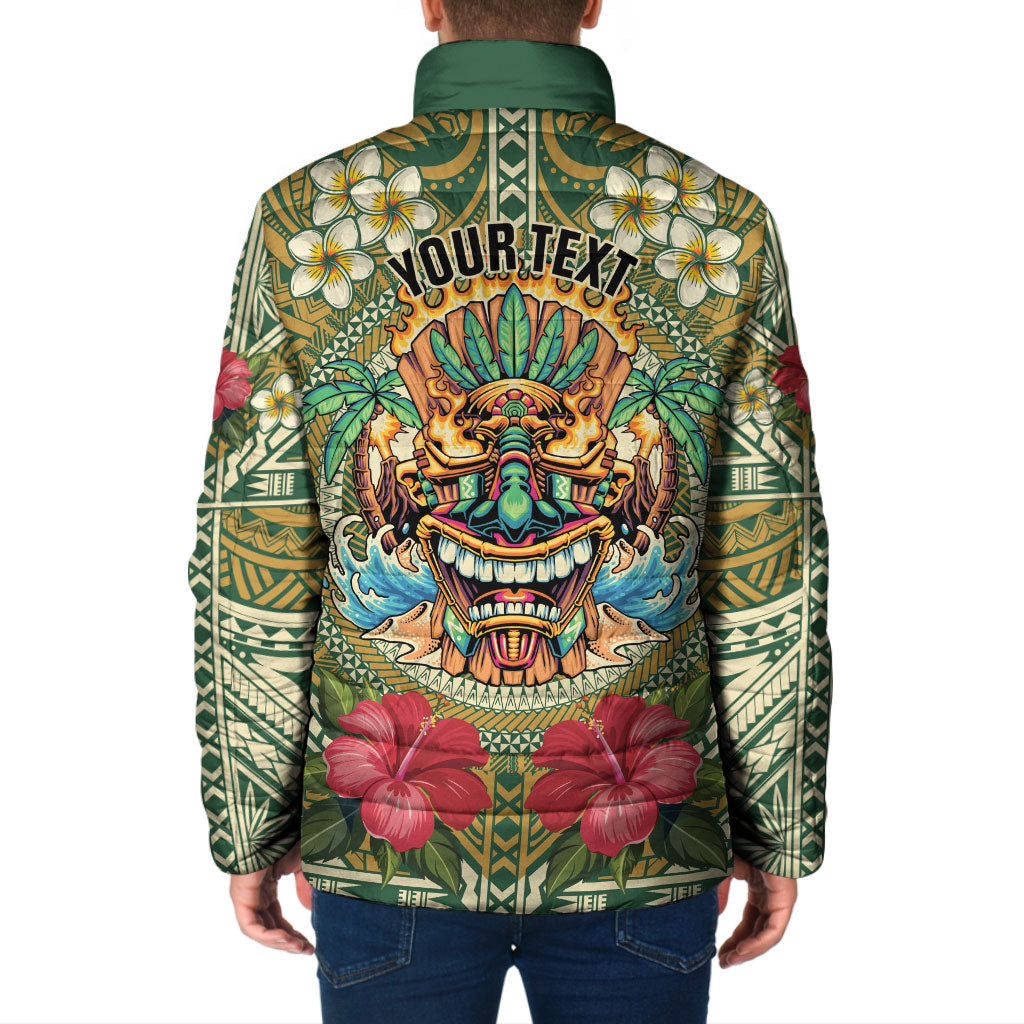 Hawaii Tiki Mask Personalized Padded Jacket Mele Kalikimaka i Iulai!