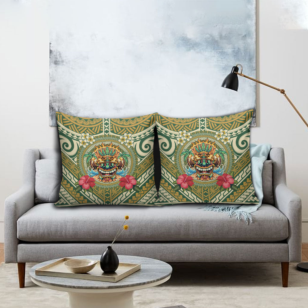 Hawaii Tiki Mask Pillow Cover Mele Kalikimaka i Iulai!
