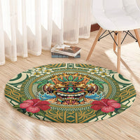 Hawaii Tiki Mask Round Carpet Mele Kalikimaka i Iulai!