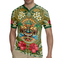 Hawaii Tiki Mask Personalized Rugby Jersey Mele Kalikimaka i Iulai!
