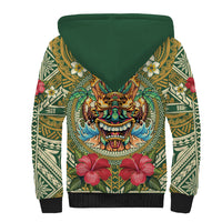 Hawaii Tiki Mask Personalized Sherpa Hoodie Mele Kalikimaka i Iulai! LT9 - Polynesian Pride
