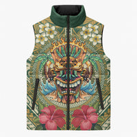 Hawaii Tiki Mask Personalized Sleeveless Puffer Jacket Mele Kalikimaka i Iulai!