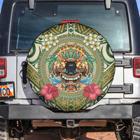 Hawaii Tiki Mask Spare Tire Cover Mele Kalikimaka i Iulai! LT9 Green - Polynesian Pride