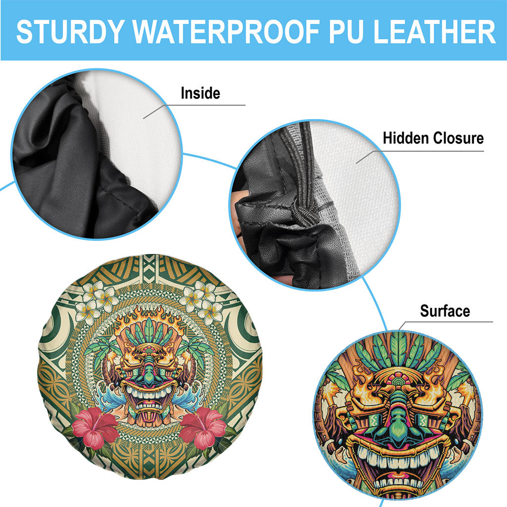 Hawaii Tiki Mask Spare Tire Cover Mele Kalikimaka i Iulai! LT9 - Polynesian Pride