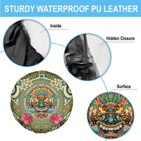 Hawaii Tiki Mask Spare Tire Cover Mele Kalikimaka i Iulai! LT9 - Polynesian Pride