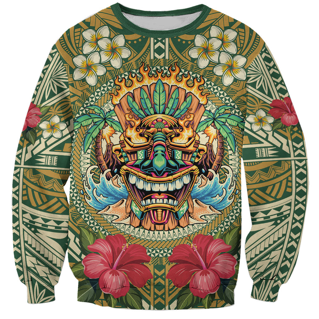 Hawaii Tiki Mask Personalized Sweatshirt Mele Kalikimaka i Iulai!