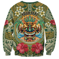Hawaii Tiki Mask Personalized Sweatshirt Mele Kalikimaka i Iulai!