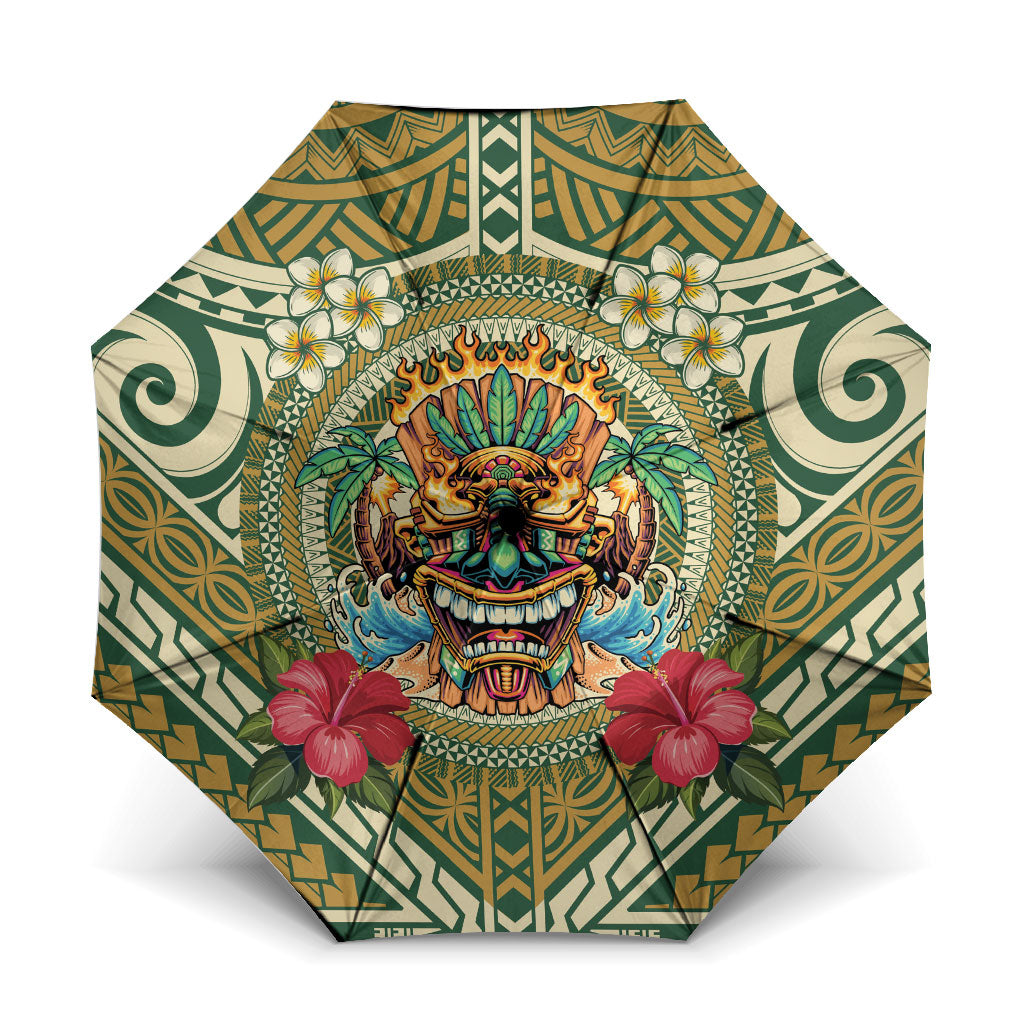 Hawaii Tiki Mask Umbrella Mele Kalikimaka i Iulai!
