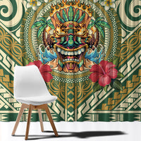 Hawaii Tiki Mask Window Curtain Mele Kalikimaka i Iulai!