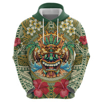 Hawaii Tiki Mask Personalized Zip Hoodie Mele Kalikimaka i Iulai!