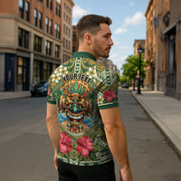 Hawaii Tiki Mask Personalized Zipper Polo Shirt Mele Kalikimaka i Iulai! LT9 - Polynesian Pride