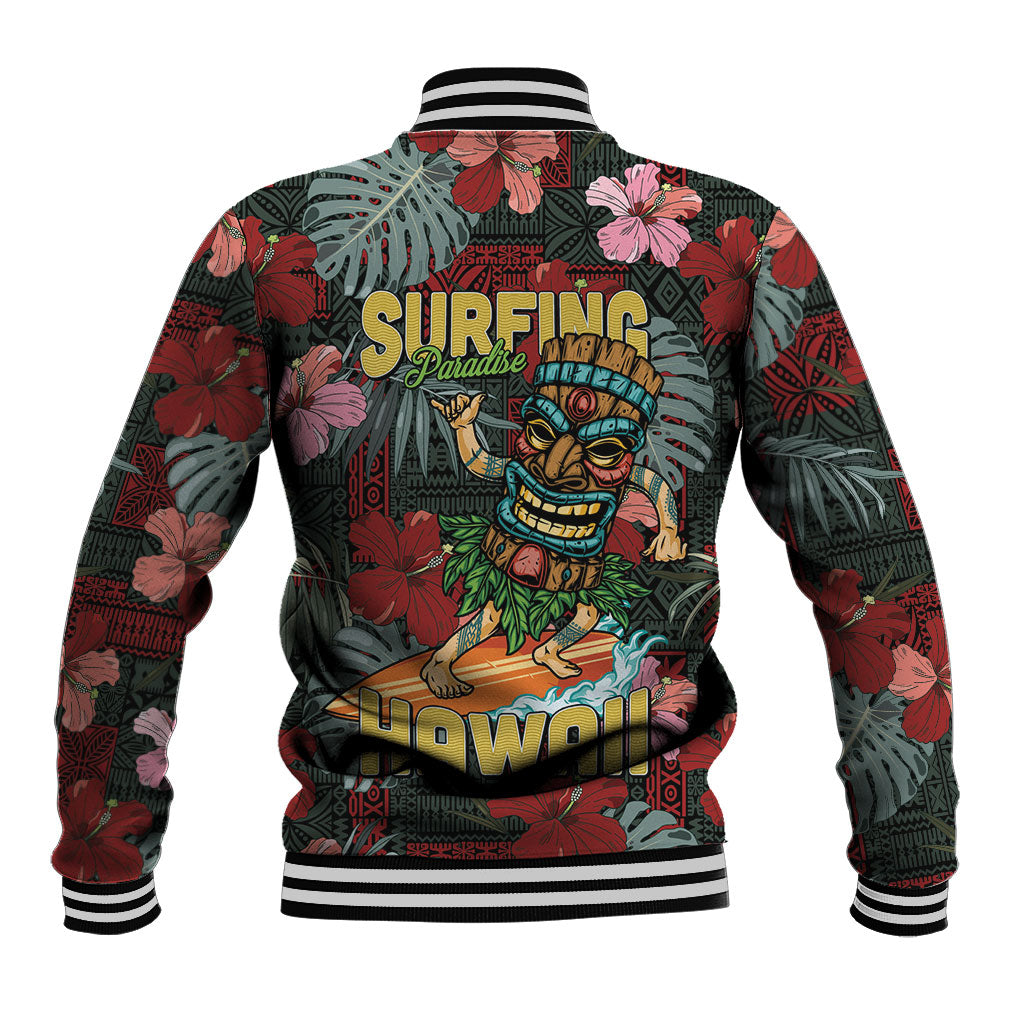 Hawaii Tiki Surfing Baseball Jacket Mele Kalikimaka i Iulai!