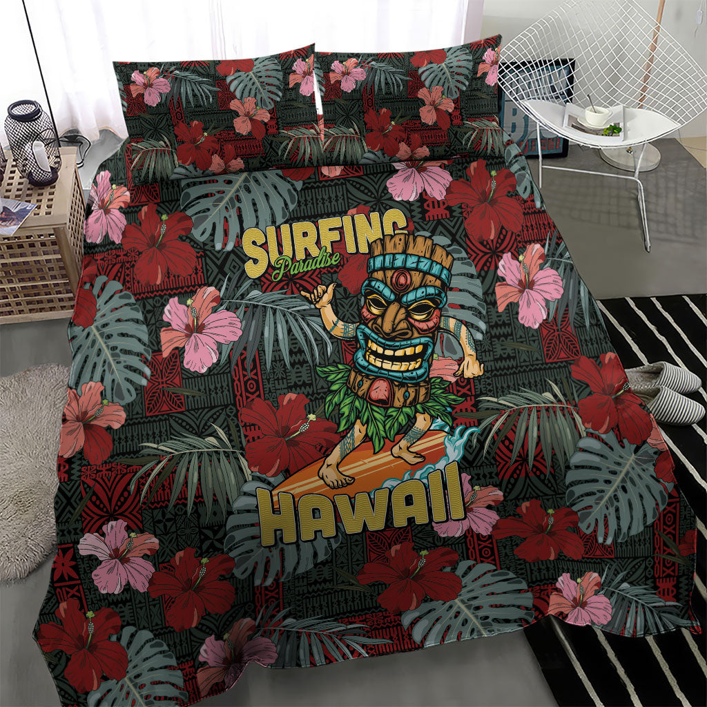 Hawaii Tiki Surfing Bedding Set Mele Kalikimaka i Iulai!