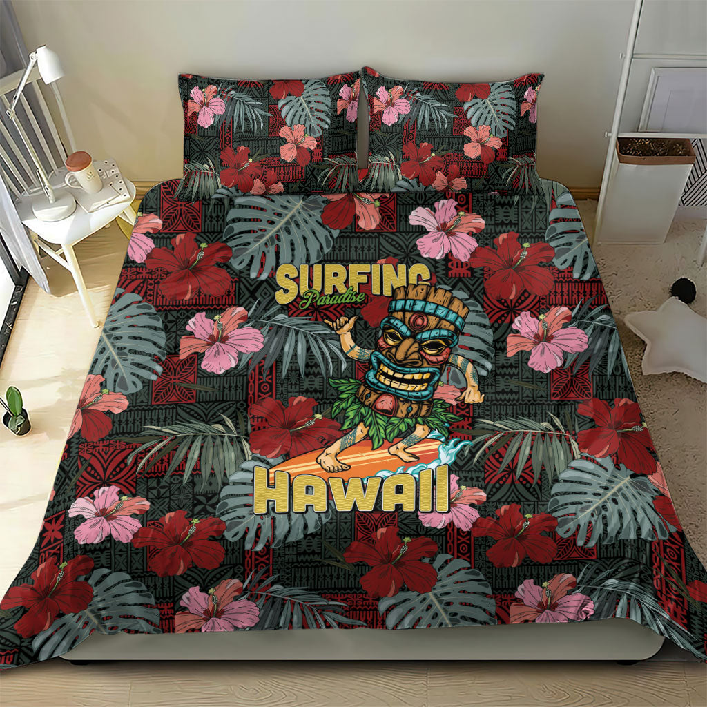 Hawaii Tiki Surfing Bedding Set Mele Kalikimaka i Iulai!