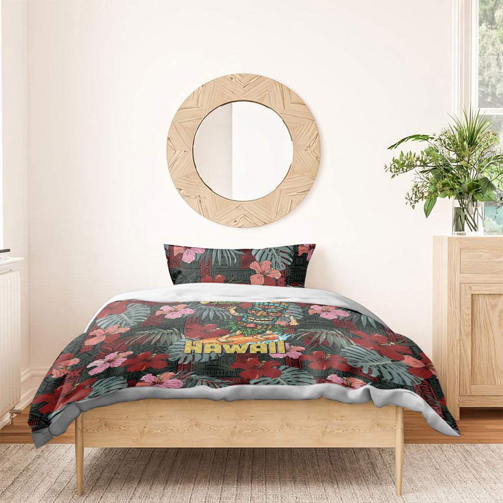 Hawaii Tiki Surfing Bedding Set Mele Kalikimaka i Iulai!