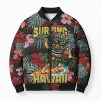 Hawaii Tiki Surfing Bomber Puffer Jacket Mele Kalikimaka i Iulai!