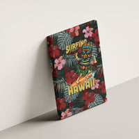 Hawaii Tiki Surfing Canvas Wall Art Mele Kalikimaka i Iulai!