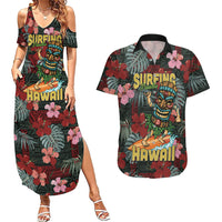 Hawaii Tiki Surfing Couples Matching Summer Maxi Dress and Hawaiian Shirt Mele Kalikimaka i Iulai!