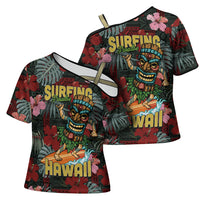 Hawaii Tiki Surfing Cross Shoulder Shirt Mele Kalikimaka i Iulai! LT9 - Polynesian Pride
