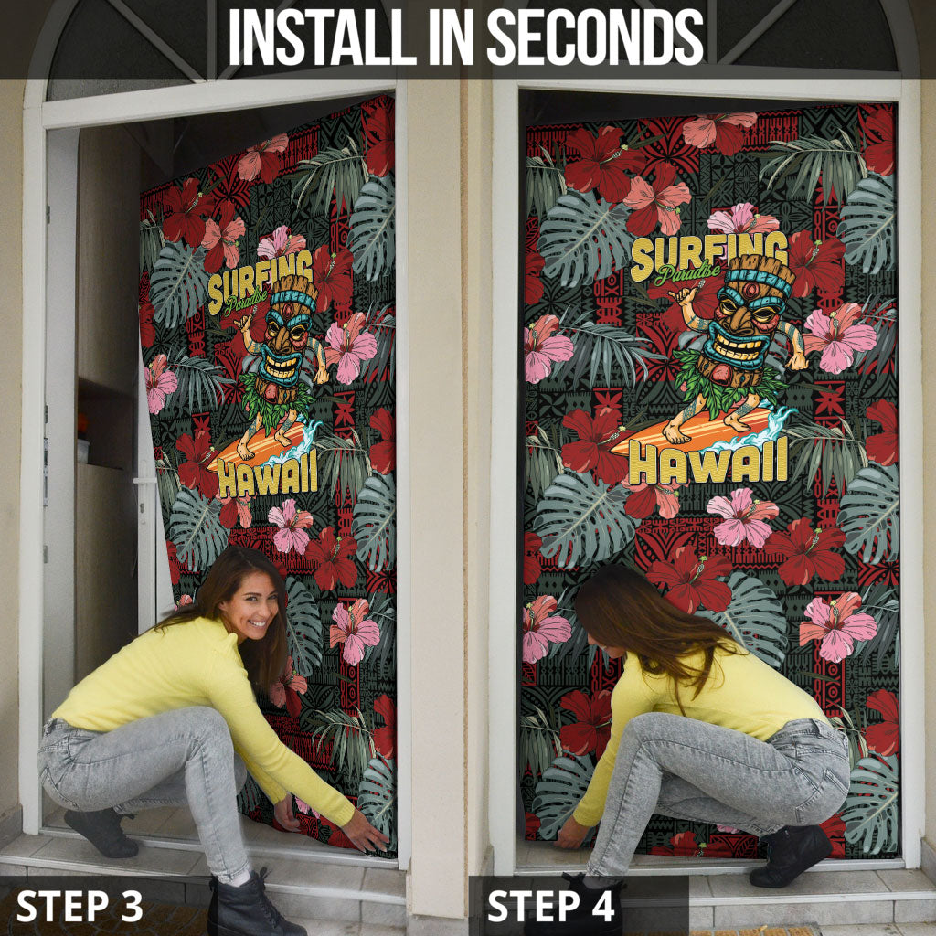 Hawaii Tiki Surfing Door Cover Mele Kalikimaka i Iulai! LT9 - Polynesian Pride