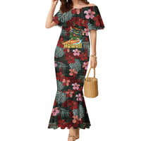 Hawaii Tiki Surfing Family Matching Mermaid Dress and Hawaiian Shirt Mele Kalikimaka i Iulai!