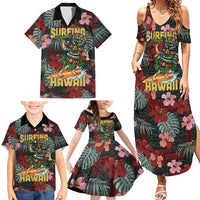 Hawaii Tiki Surfing Family Matching Summer Maxi Dress and Hawaiian Shirt Mele Kalikimaka i Iulai!