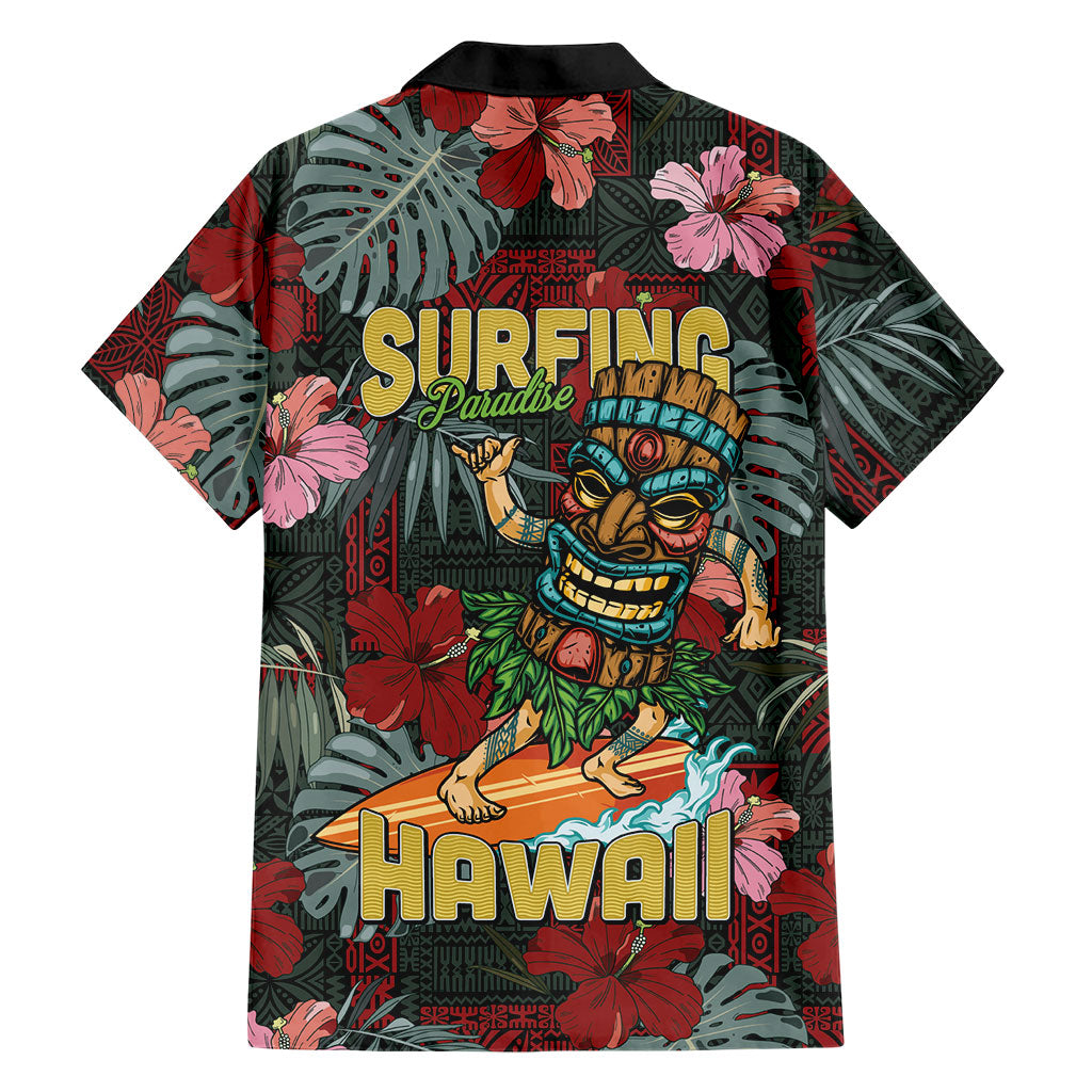 Hawaii Tiki Surfing Family Matching Tank Maxi Dress and Hawaiian Shirt Mele Kalikimaka i Iulai!