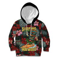 Hawaii Tiki Surfing Kid Hoodie Mele Kalikimaka i Iulai! LT9 Hoodie Black - Polynesian Pride