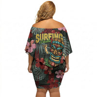Hawaii Tiki Surfing Off Shoulder Short Dress Mele Kalikimaka i Iulai! LT9 - Polynesian Pride