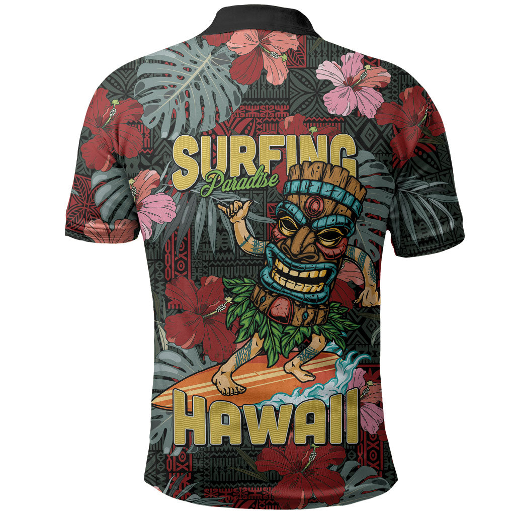 Hawaii Tiki Surfing Polo Shirt Mele Kalikimaka i Iulai! LT9 - Polynesian Pride