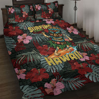 Hawaii Tiki Surfing Quilt Bed Set Mele Kalikimaka i Iulai!
