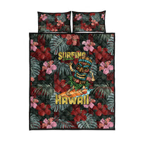Hawaii Tiki Surfing Quilt Bed Set Mele Kalikimaka i Iulai!
