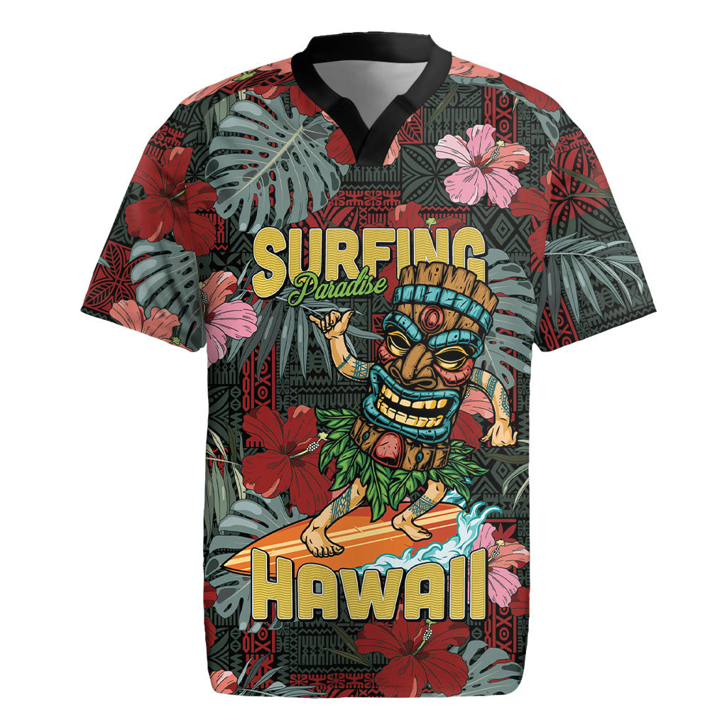 Hawaii Tiki Surfing Rugby Jersey Mele Kalikimaka i Iulai!