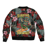 Hawaii Tiki Surfing Sleeve Zip Bomber Jacket Mele Kalikimaka i Iulai!