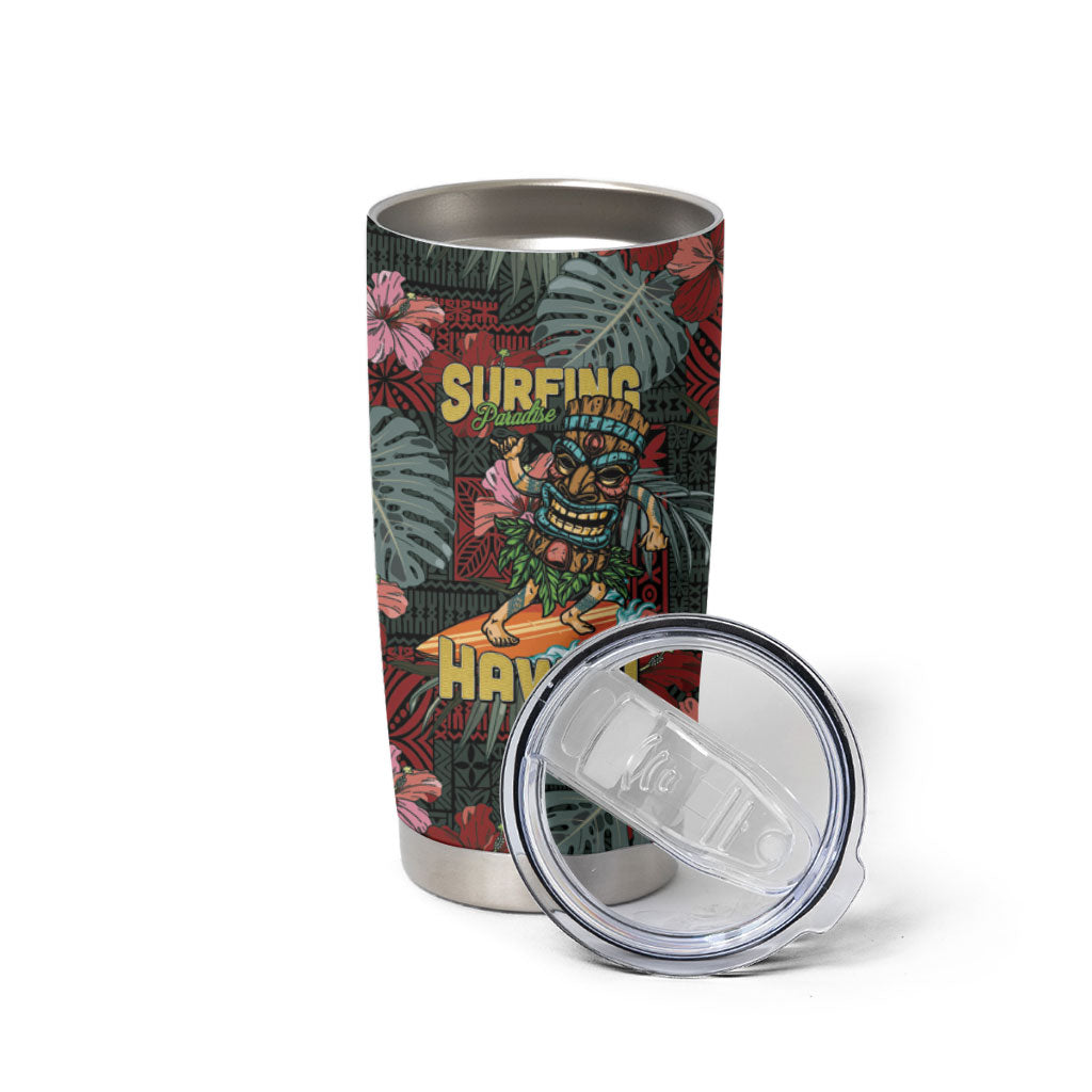 Hawaii Tiki Surfing Tumbler Cup Mele Kalikimaka i Iulai! LT9 - Polynesian Pride