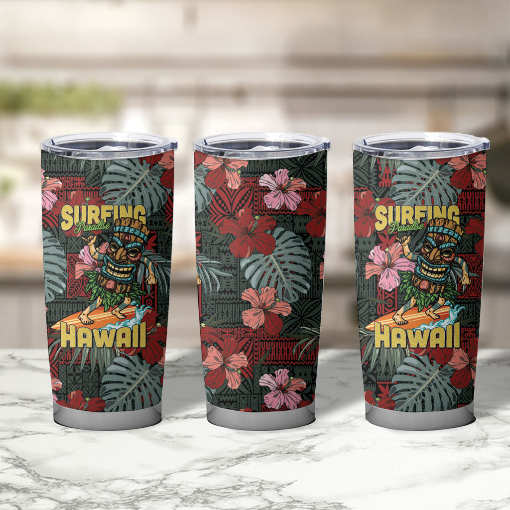 Hawaii Tiki Surfing Tumbler Cup Mele Kalikimaka i Iulai! LT9 - Polynesian Pride