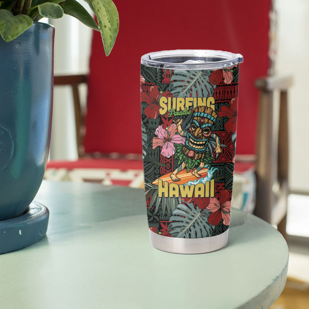 Hawaii Tiki Surfing Tumbler Cup Mele Kalikimaka i Iulai! LT9 - Polynesian Pride
