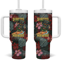 Hawaii Tiki Surfing Tumbler With Handle Mele Kalikimaka i Iulai!