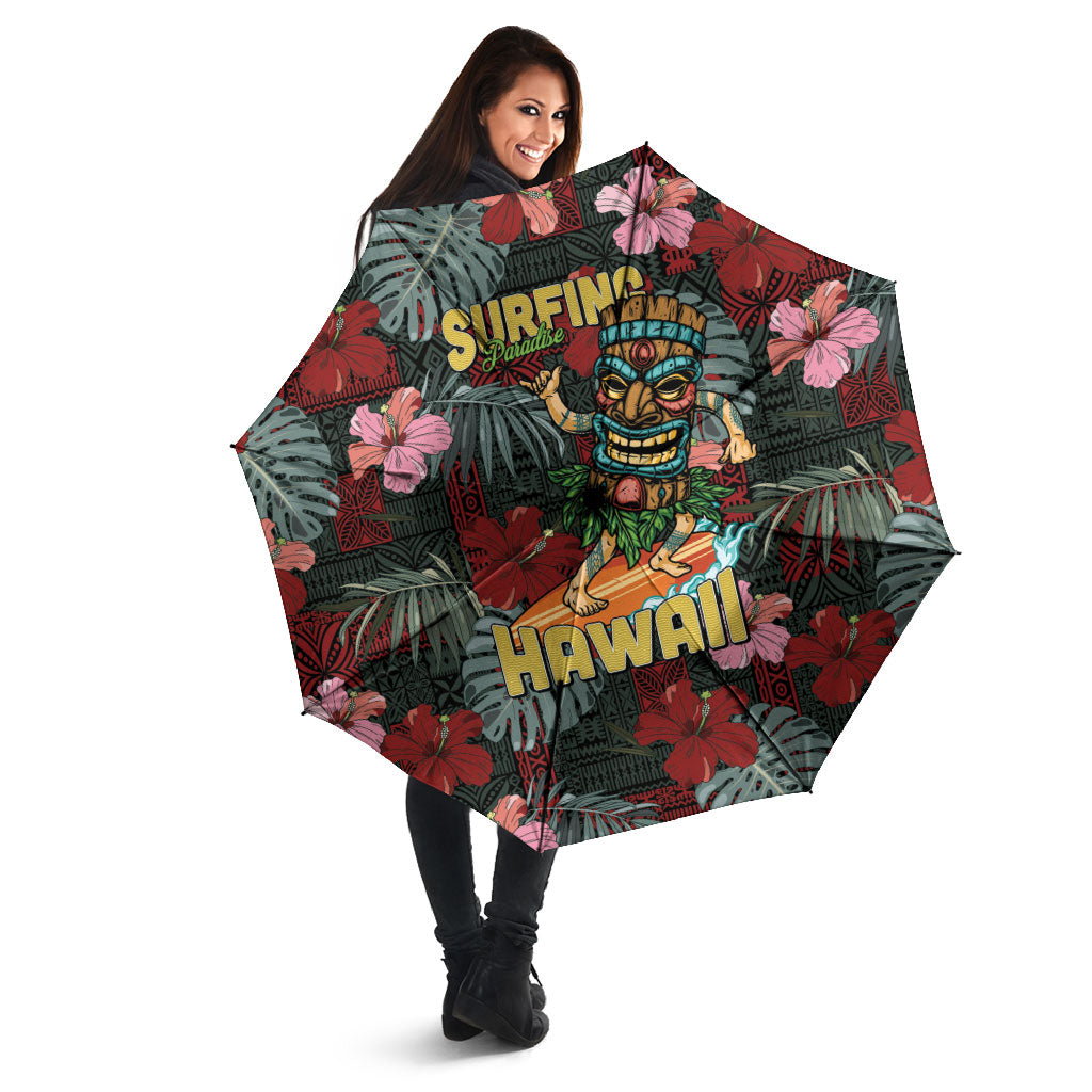 Hawaii Tiki Surfing Umbrella Mele Kalikimaka i Iulai!